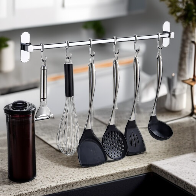 Wielofunkcyjny stalowy wieszak bez wiercenia do kuchni i łazienki