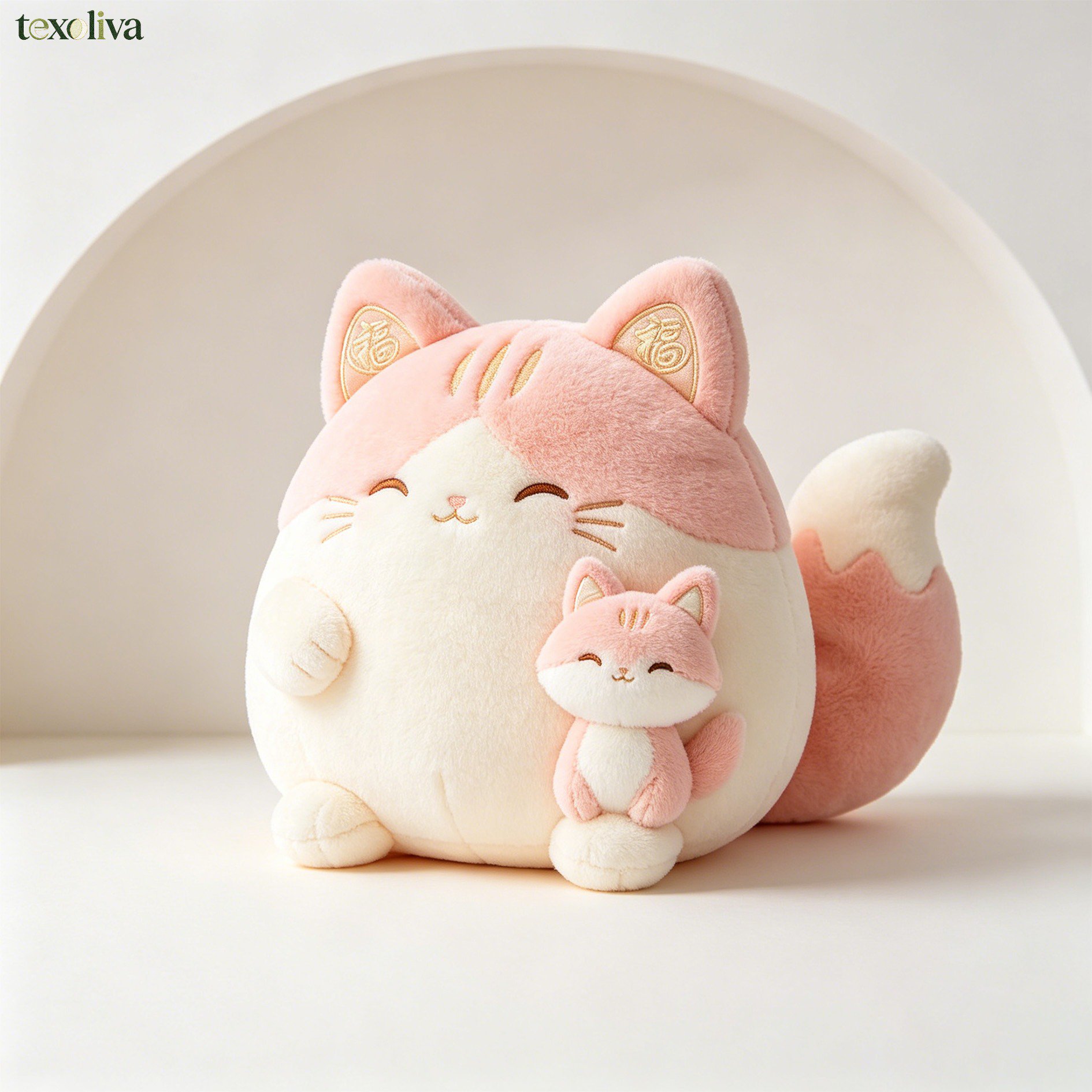 Soft and fluffy stuffed cat plushie close-up