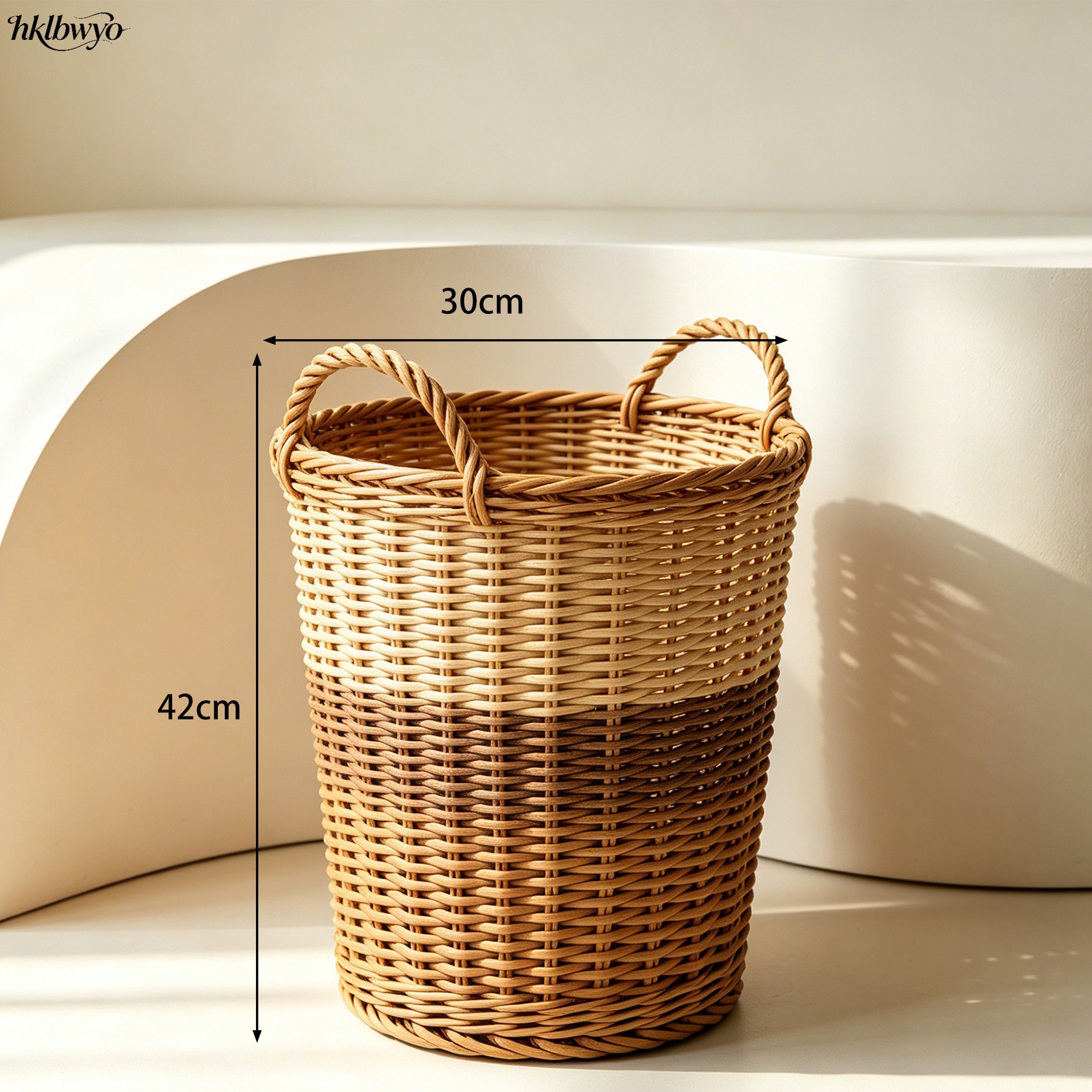 Decorative rattan storage buckets with handles