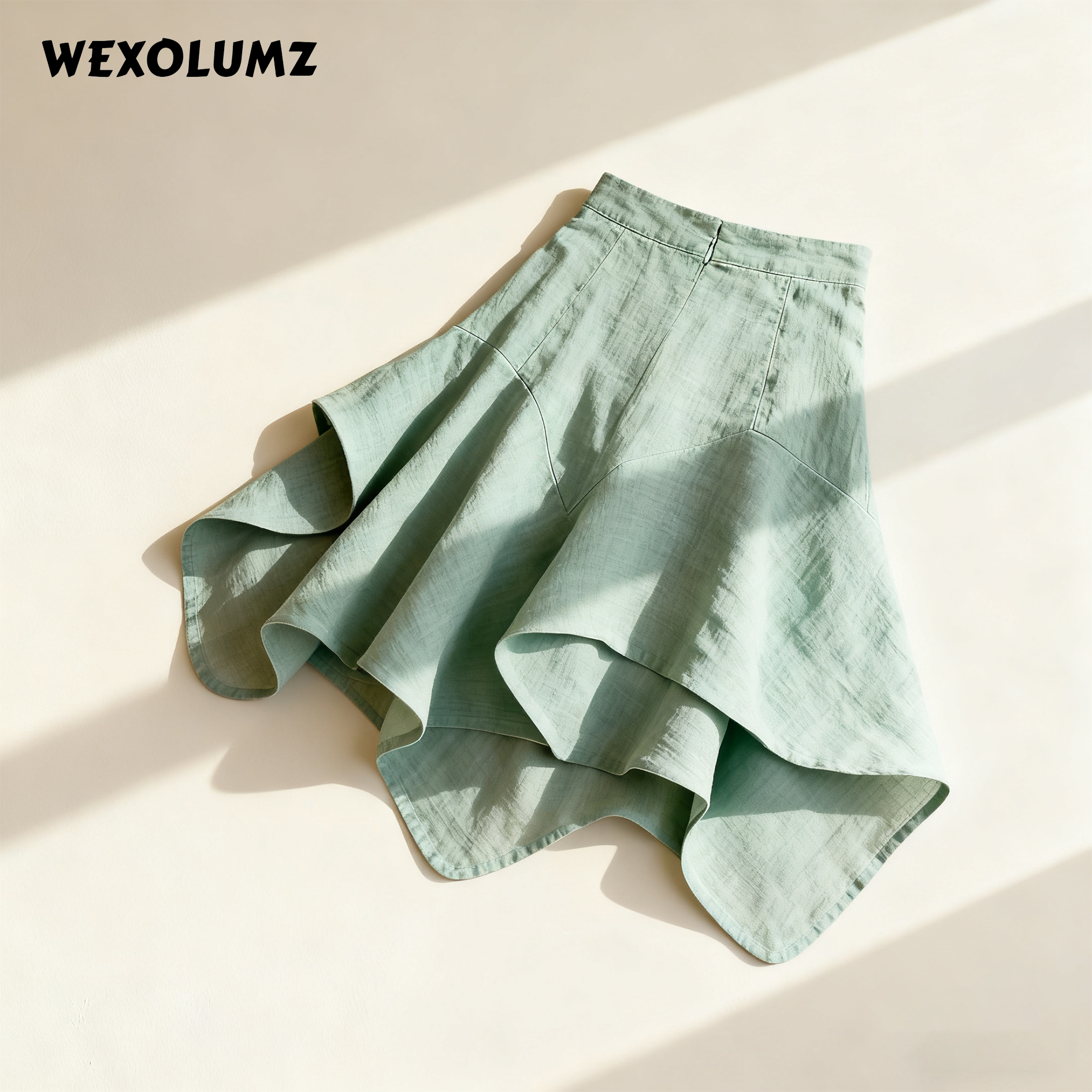 불규칙한 러플 미니 스커트