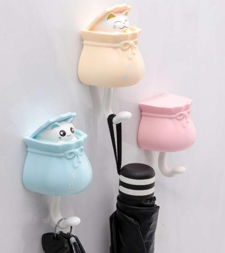 Punch-Free Cute Cat Lucky Bag Hook
