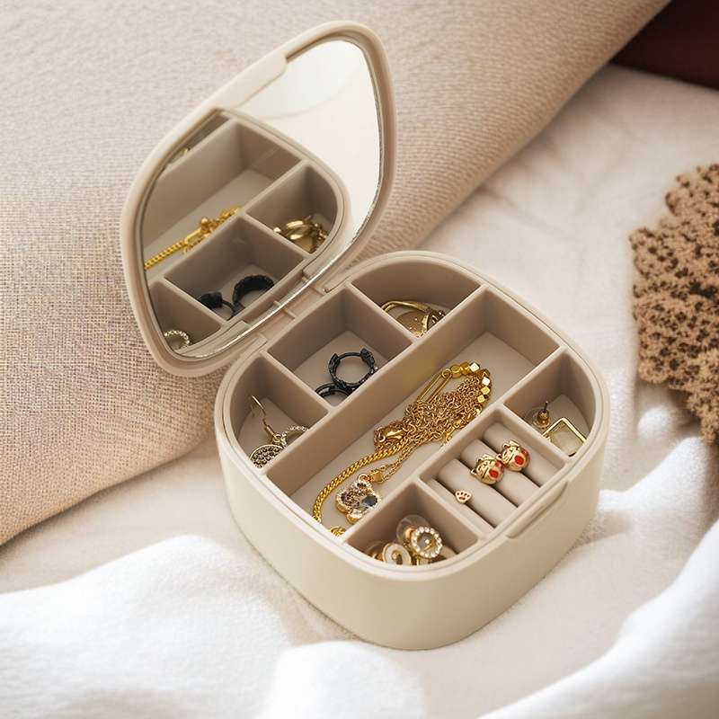 日本二層ポータブルジュエリー口紅ボックス旅行収納ボックスイヤリングネックレスジュエリーボックスコンパクトリングジュエリーボックス