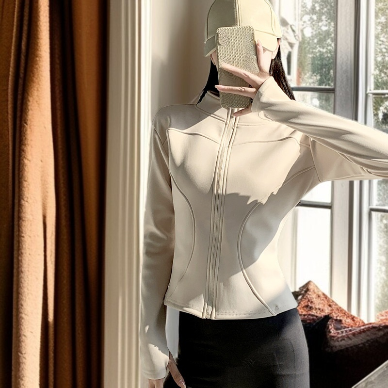 여성용 플리스 긴팔 슬림핏 코트