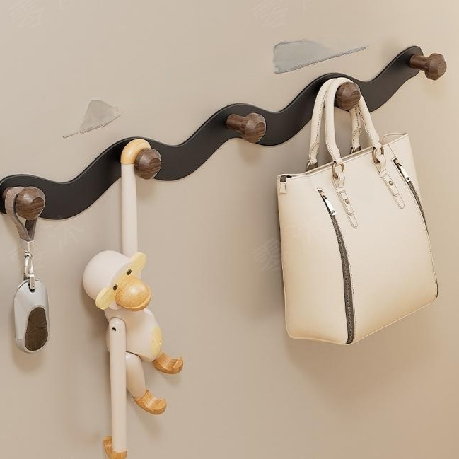 월넛 도어 후크 무타공 욕실 현관 문 옷걸이 강력 접착식 수납 고리