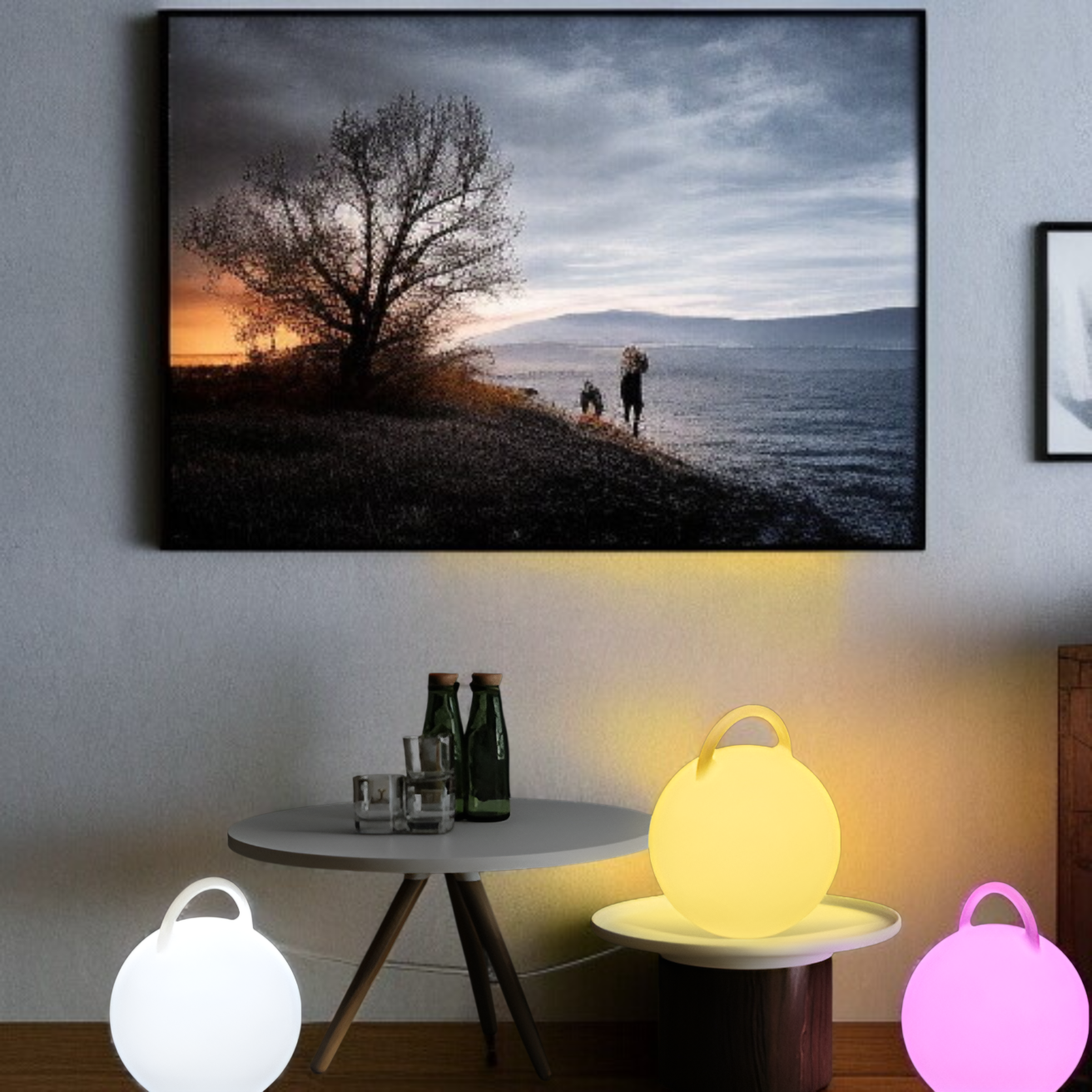 丸型ナイトライト ベッドサイドランプ 球形 丸型 月型 間接照明 防水 屋外 芝生 ボールライト IP65 防水 3段階明るさ調整 リモコン付き LED 発光ボール ポータブルランタン 電池/充電式 