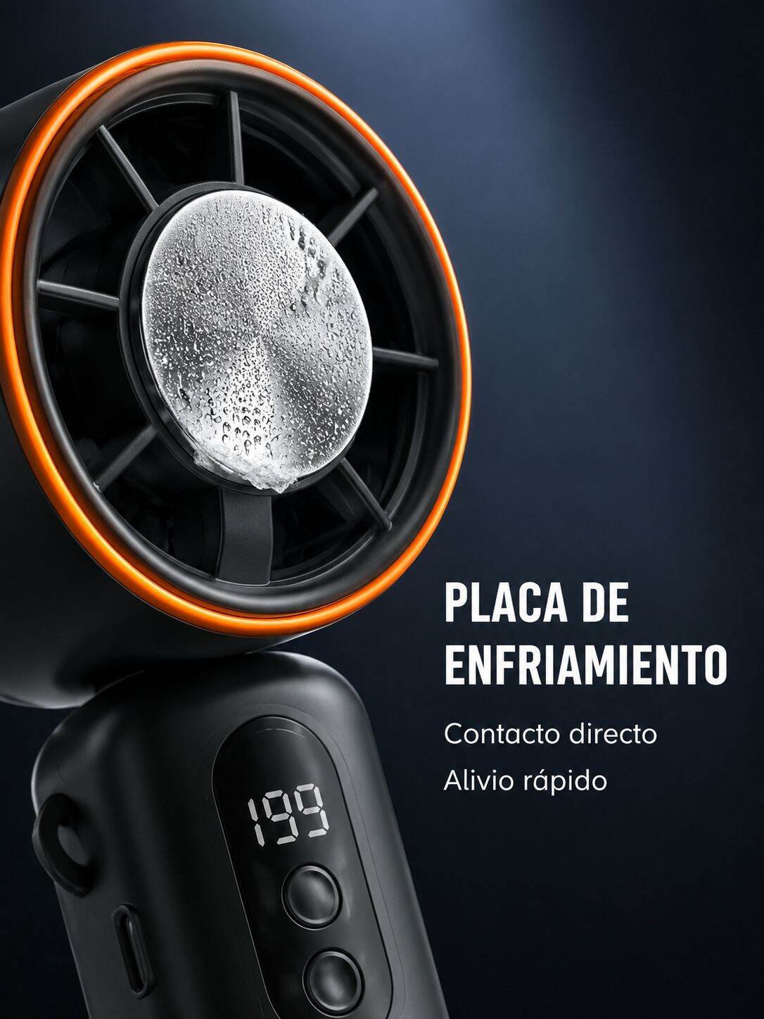 Ventilador portátil de mano con enfriamiento rápido y compresa de hielo