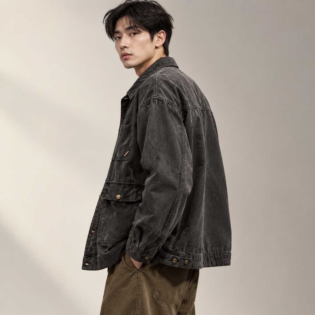 빈티지 스타일 캐주얼 데님 재킷 남성용 봄가을용