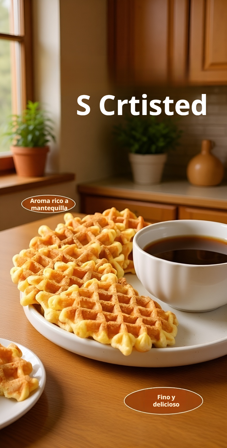 Desayuno con pastel de gofre y café