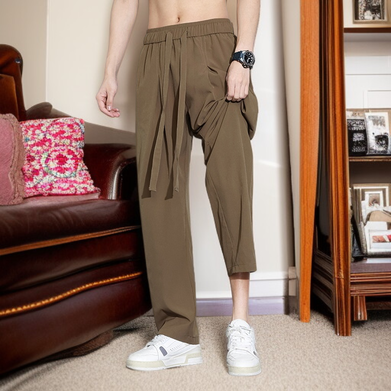 남녀 빅사이즈 캐주얼 팬츠 하이 통기 일자 트레이닝 팬츠 아이스 팬츠 남 여름 속건 캐주얼 팬츠