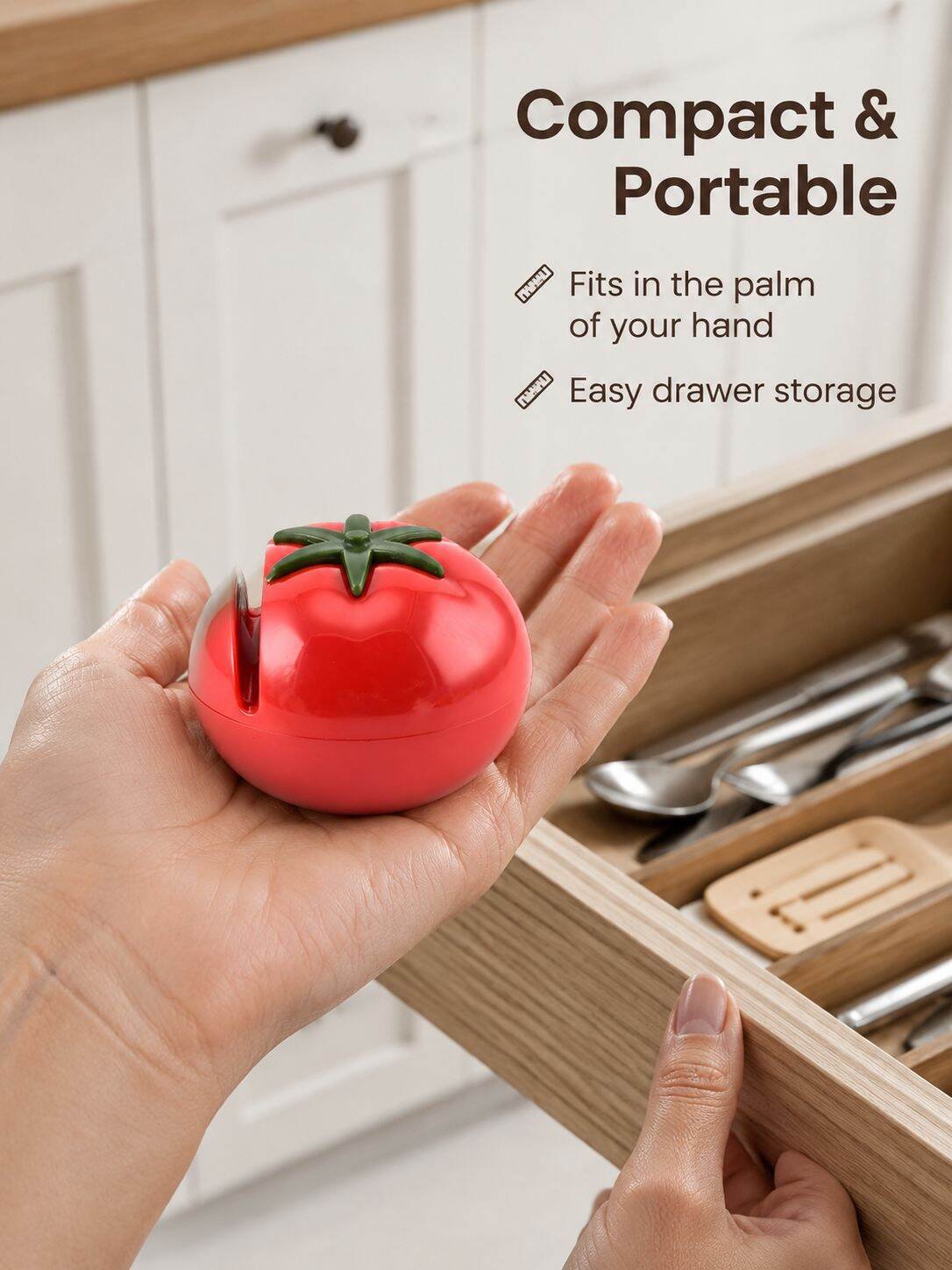 Mini Tomato Shaped Knife Sharpener, Portable Manual Sharpening Tool for Home