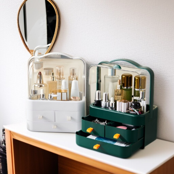 Desktop makeup organizer with multiple compartments