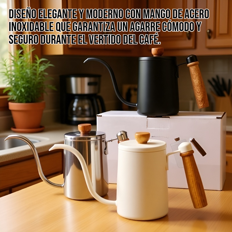 Cafetera de vertido con mango de acero inoxidable