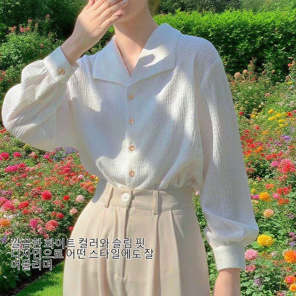 여성 파마 방지 흰색 긴팔 셔츠