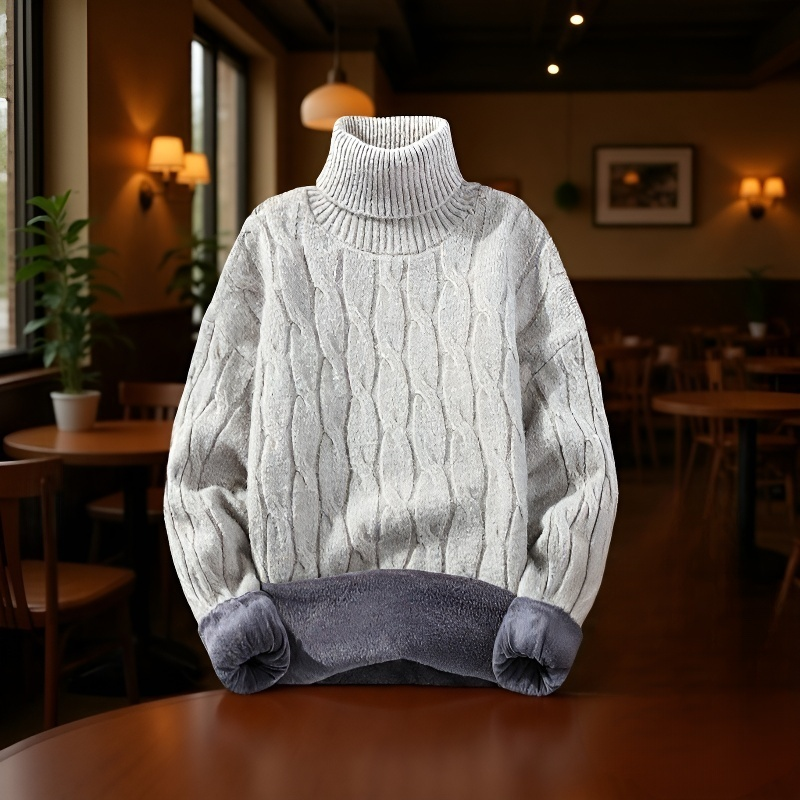 Suéter de punto de algodón para jóvenes hombres en color gris