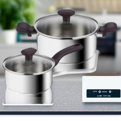 طقم قدر الحساء وقدر الحليب من الفولاذ المقاوم للصدأ مع إمكانية تخصيص الشعار