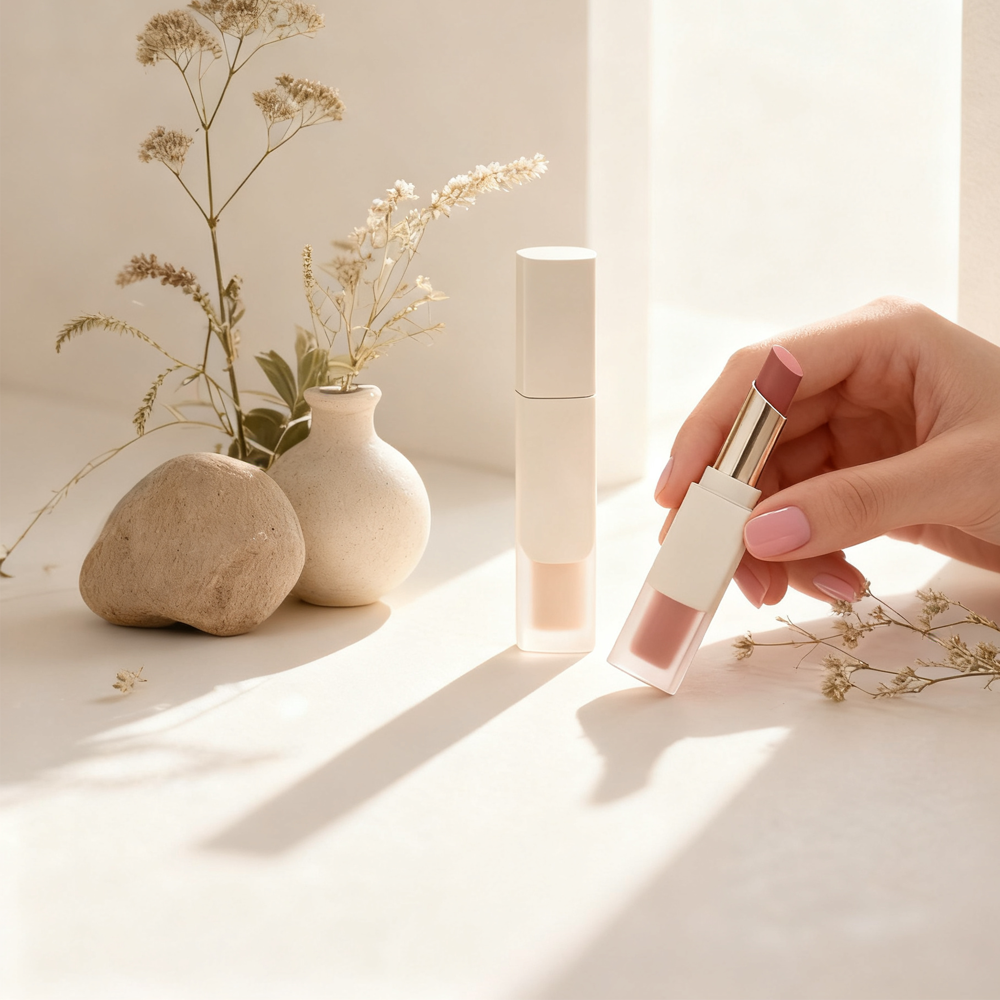 부드러운 광택 새틴 립스틱 듀오