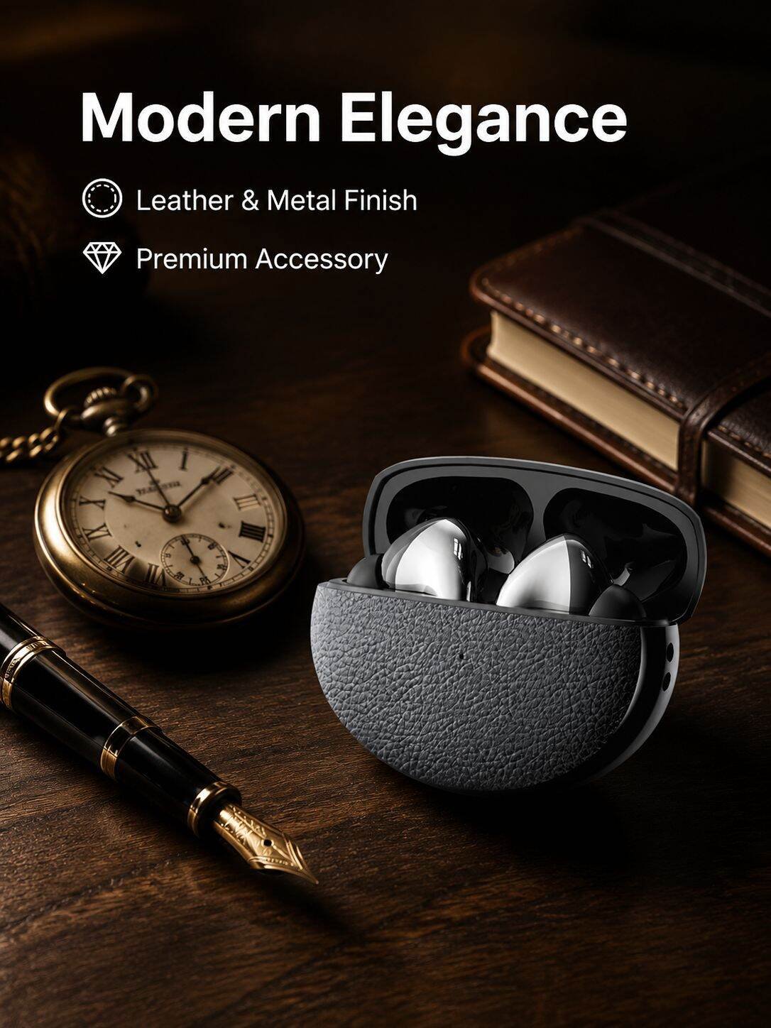 Leather Long Range Stereo Bluetooth Headphones