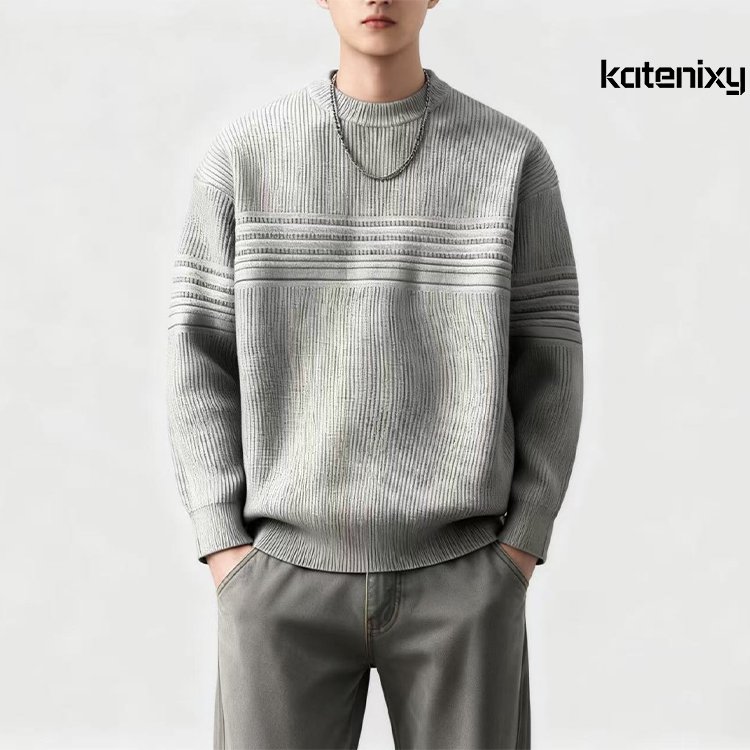 남성용 심플한 단색 스웨터