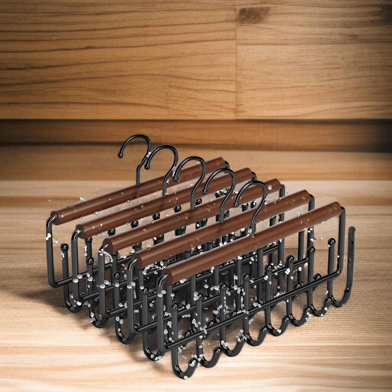 다양한 후크 디자인의 원목 옷걸이
