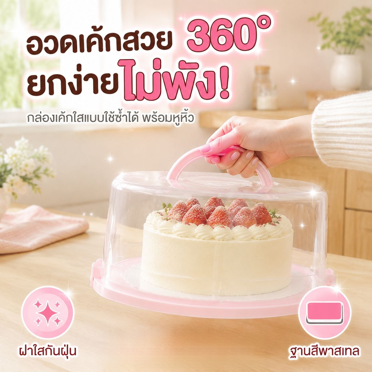 กล่องเก็บผ้าเช็ดมืออเนกประสงค์สำหรับเค้กและขนม โพลีเอสเตอร์สี่เหลี่ยมผืนผ้า