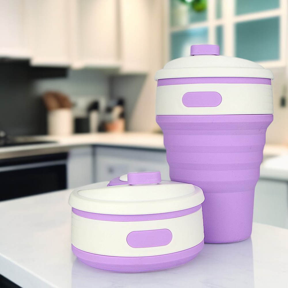 Botella de agua plegable de silicona enrollada y compacta