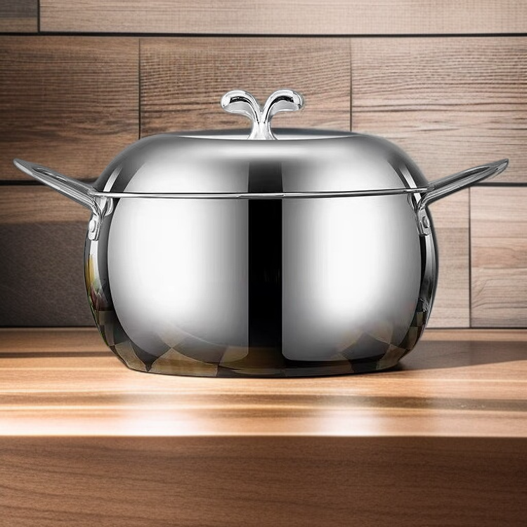 Extra-thick stainless steel apple-shaped cooking pot