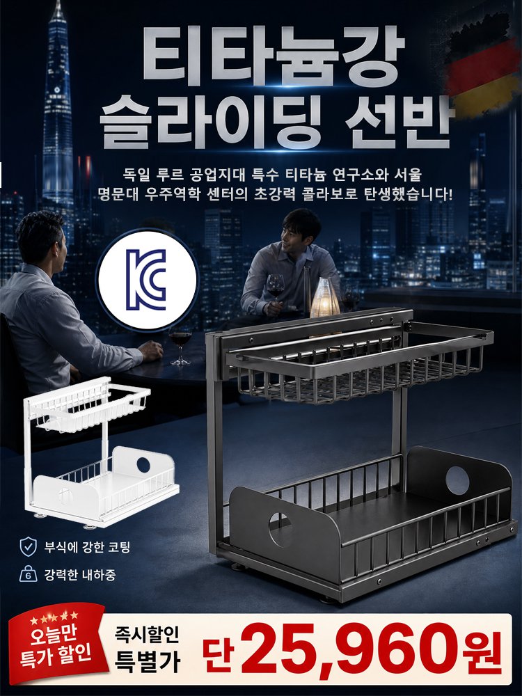  우주항공 티타늄강 고하중 슬라이딩 수납랙