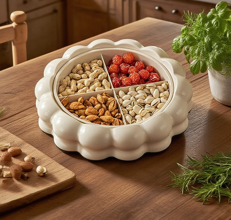 고급스러운 크림풍 디자인의 디저트 쟁반