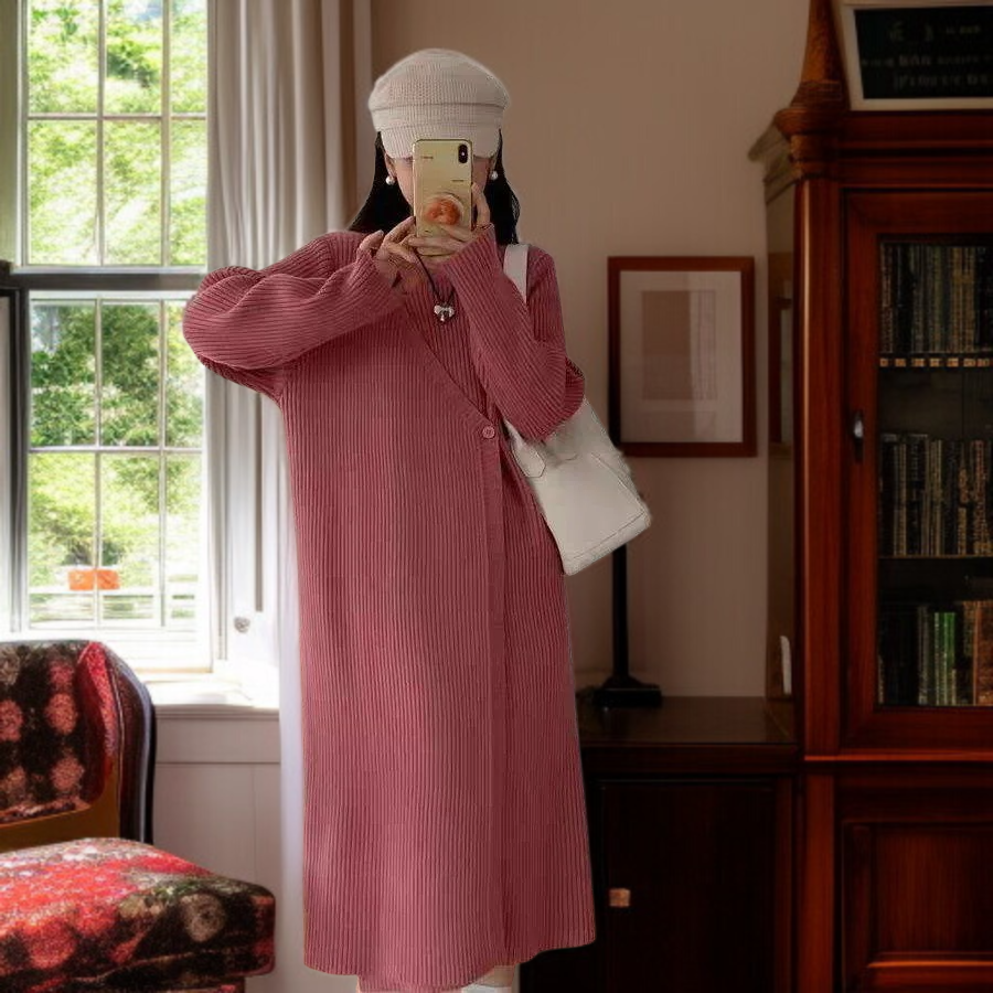 니트 루즈 원피스 원피스 의상 코디 캐주얼 루즈