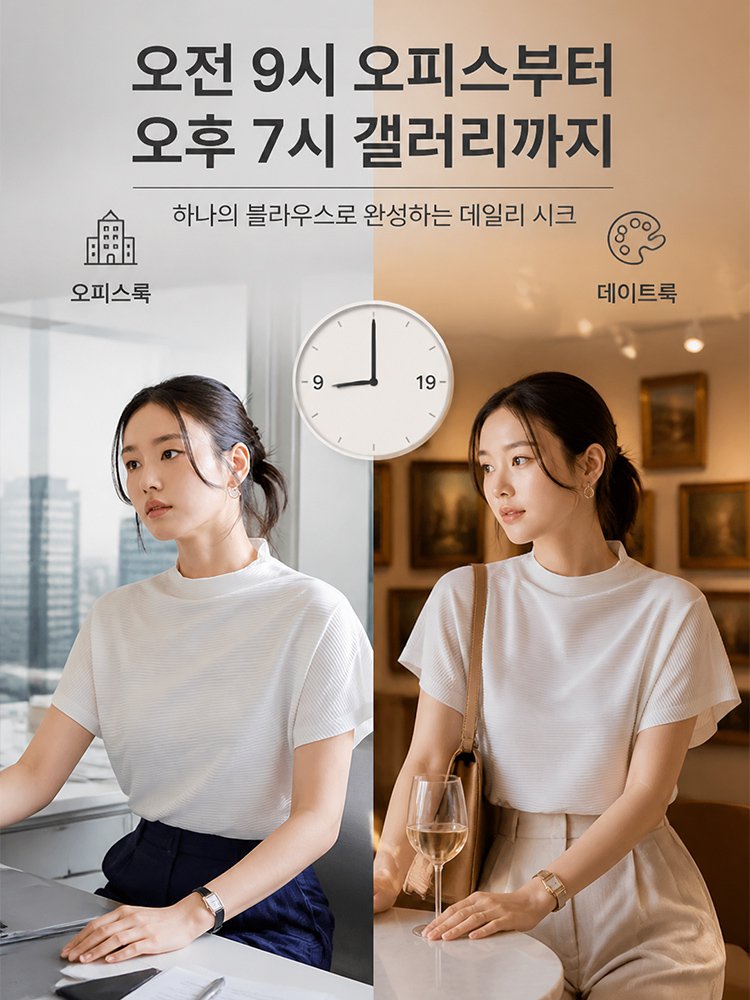 미니멀 플리츠 하프넥 슬림핏 상의