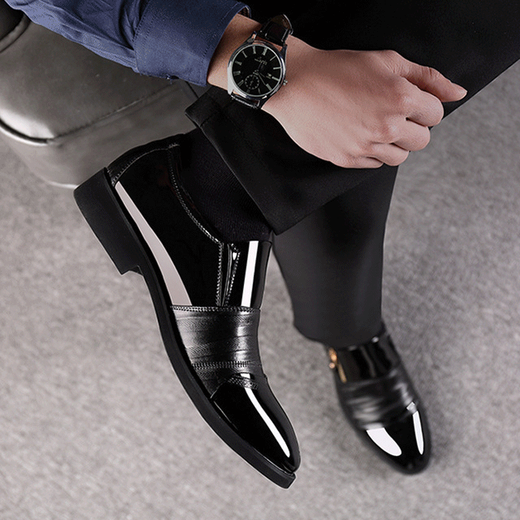 Zapatos de cuero de negocios para hombres con punta