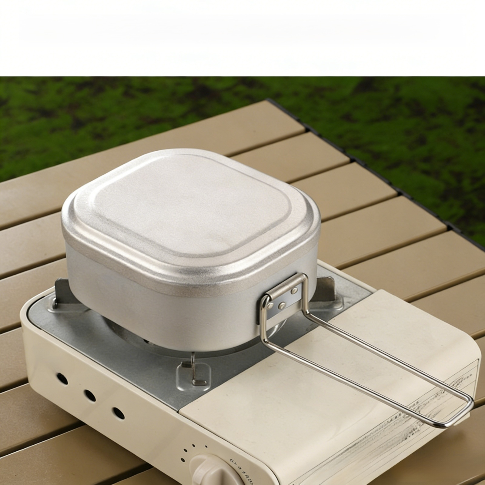 휴대용 올알루미늄 사각 도시락통, 손잡이 포함, 야외 피크닉 및 식품 보관에 적합