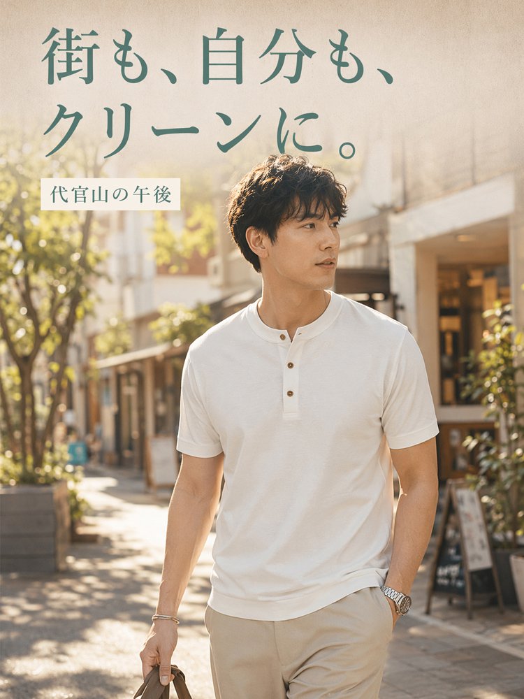 メンズヘンリーネック半袖Tシャツ