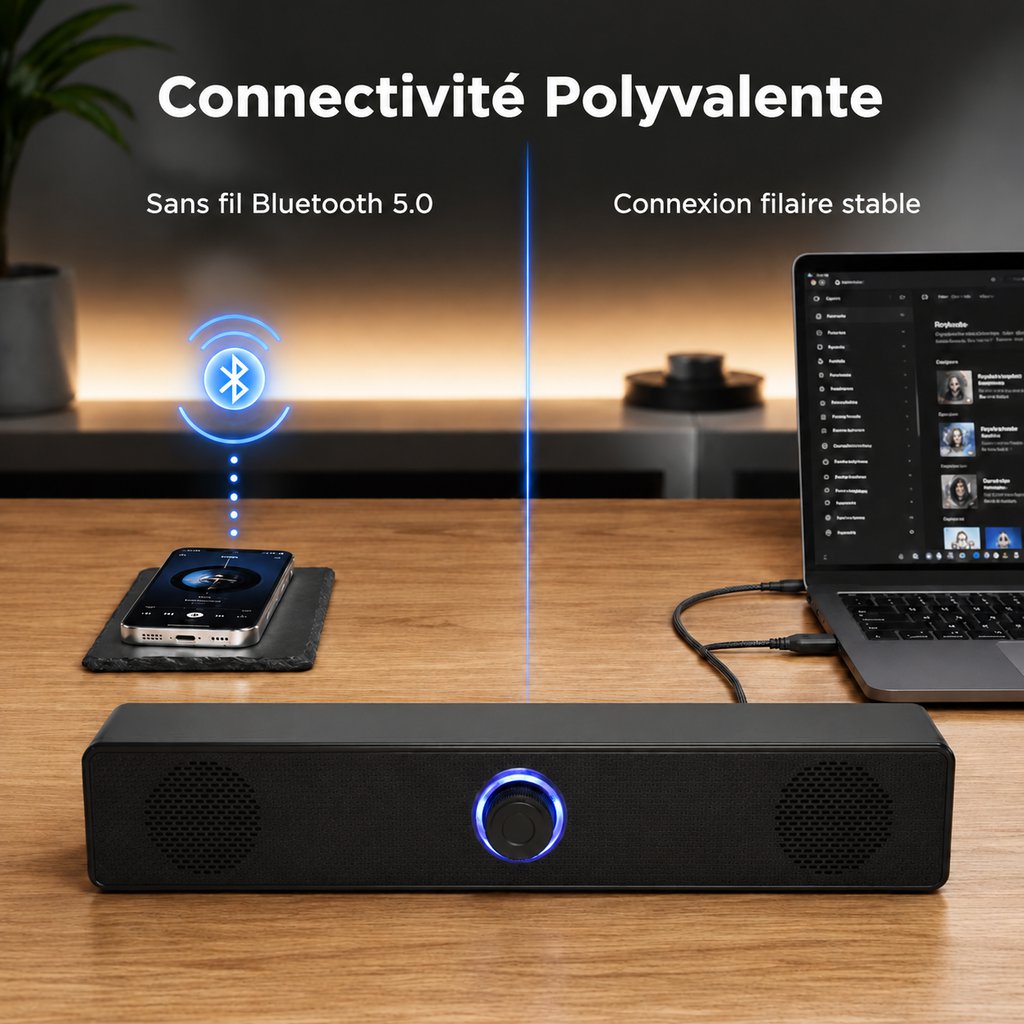 Enceinte en bois multifonction avec Bluetooth et connexion filaire