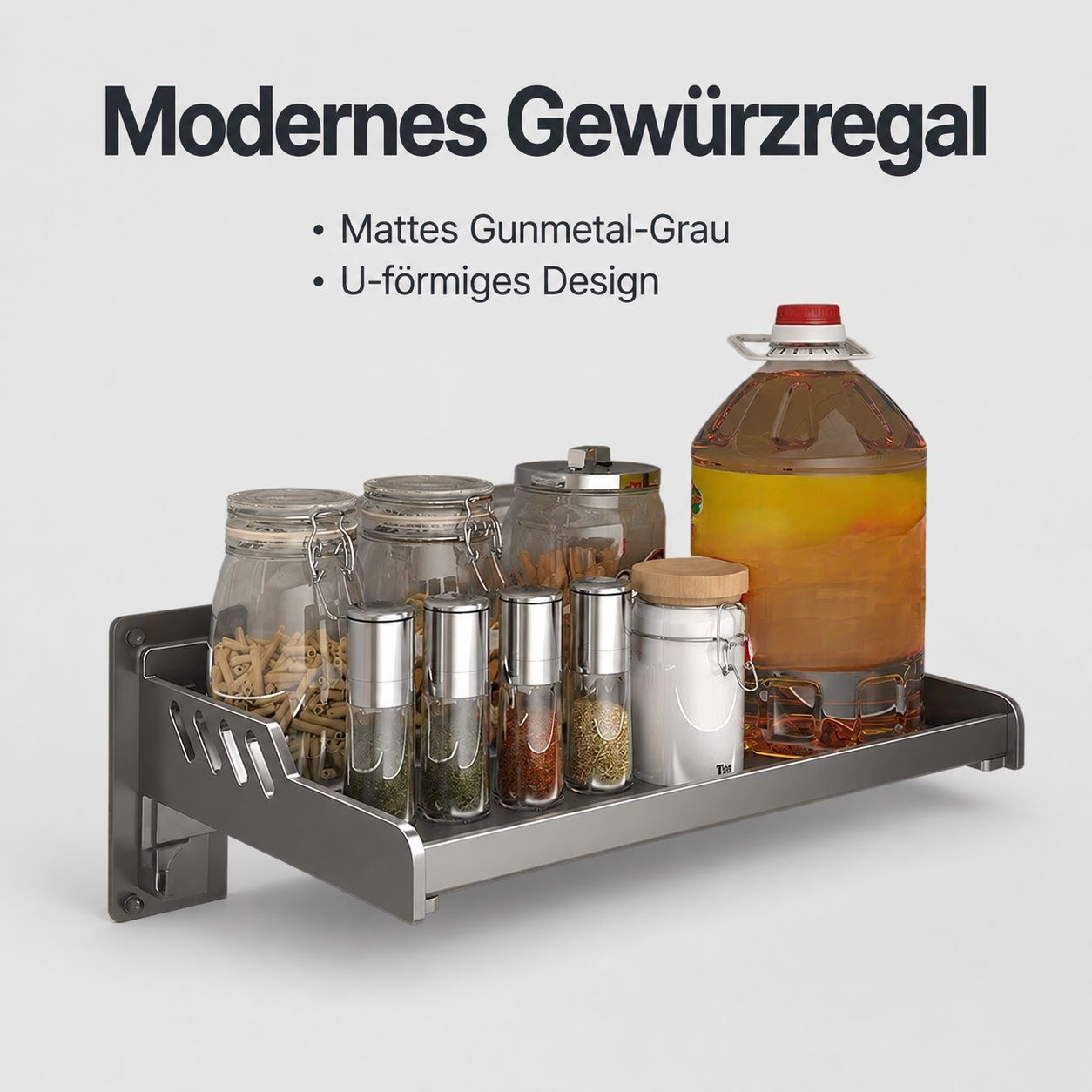 Hängendes Küchenregal für Gewürze – Bohrenfreie Montage