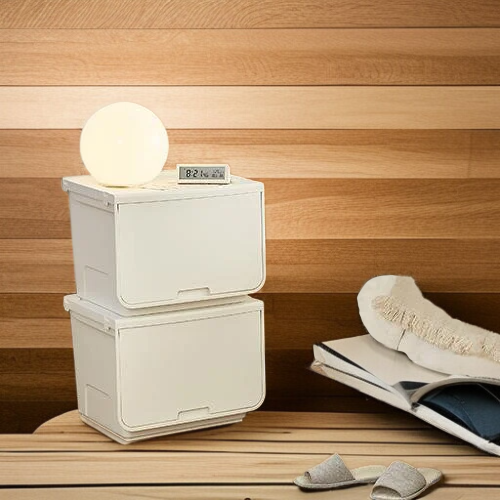 가정용 레이어드 정리함 플라스틱 케이스 뚜껑 수납함 책 옷 보관 장난감 수납함