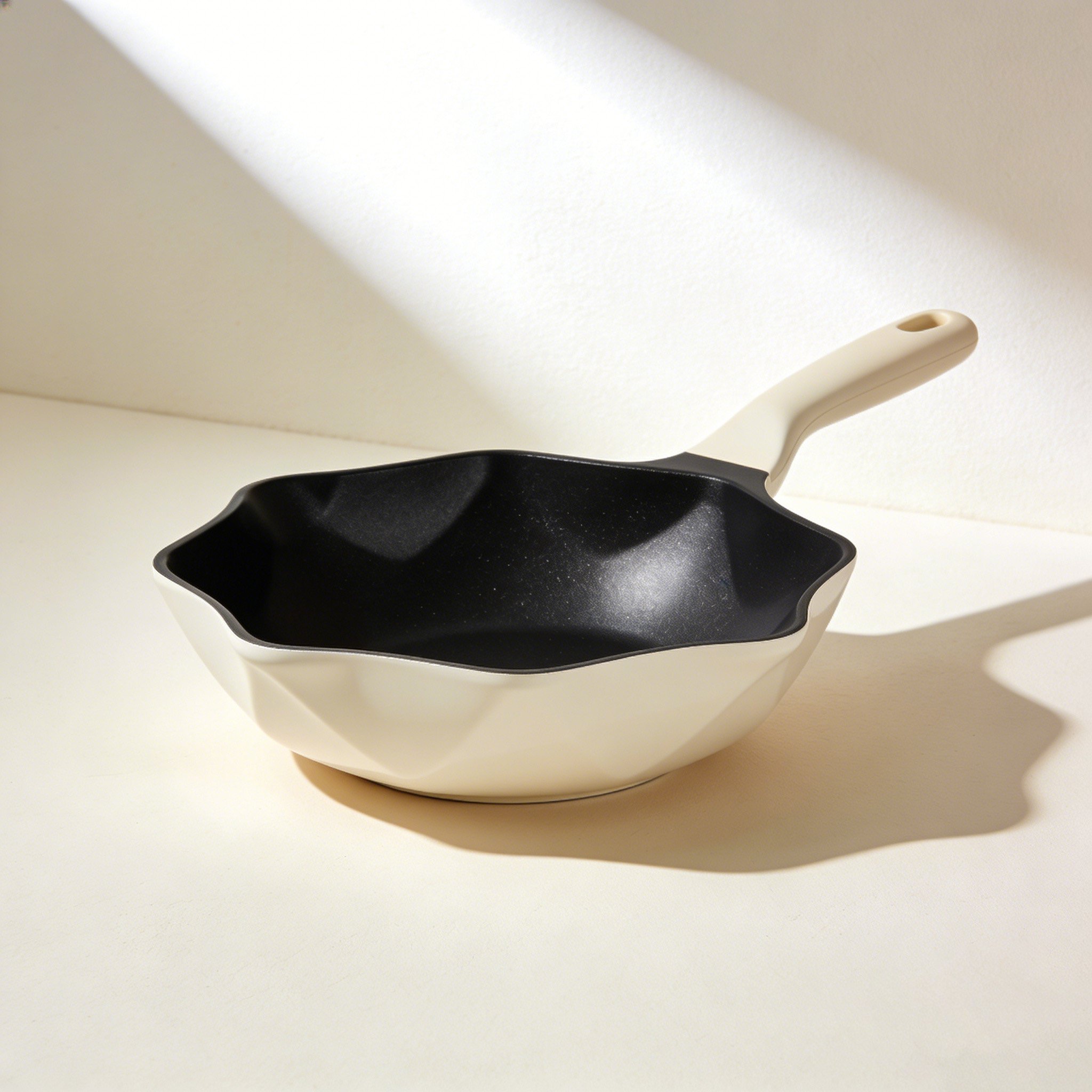 Thickened Iron Wok with Handle on kitchen counter