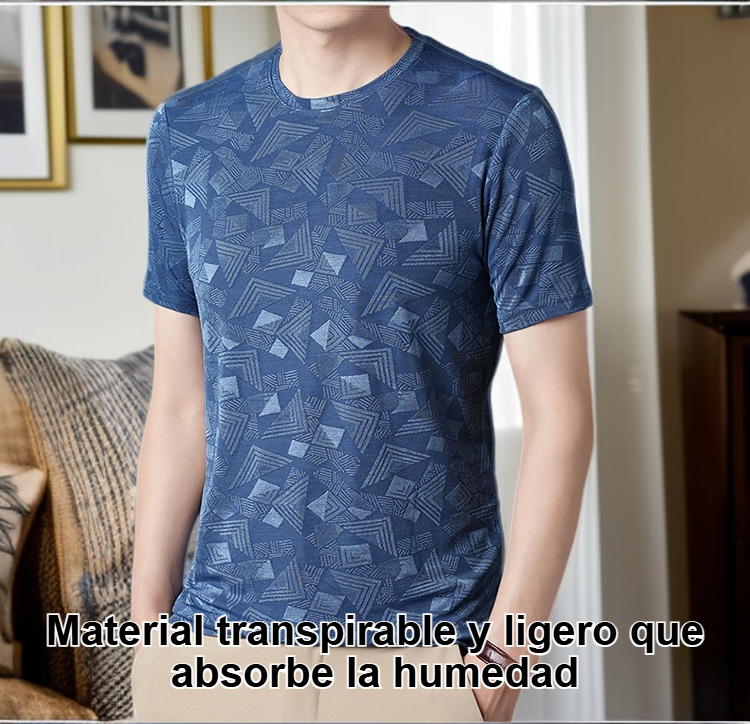 Camiseta de manga corta para hombre en seda de morera color blanco