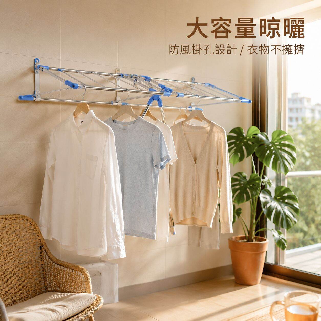 多功能不鏽鋼摺疊晾衣架