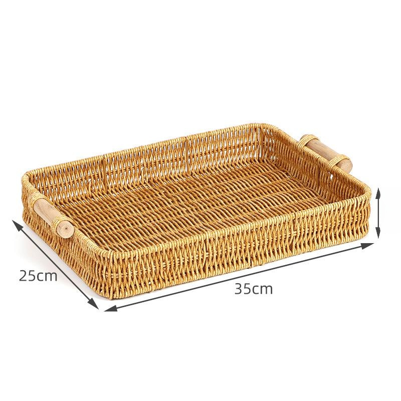수공예 라탄 스타일 다용도 수납 바구니 트레이