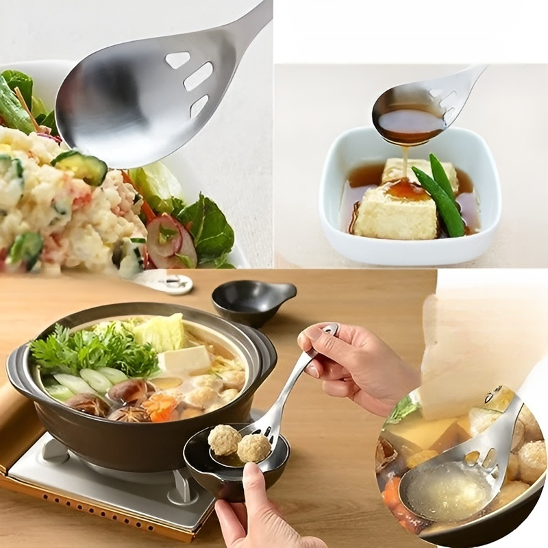 Suppenlöffel und Siebe aus Edelstahl