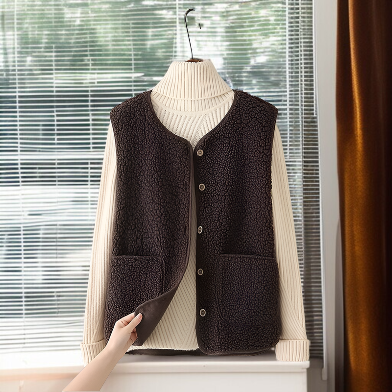 2025年秋冬新作 レディース ファー裏地ベスト 無地 万能 アウター ショート丈 カジュアル おしゃれ