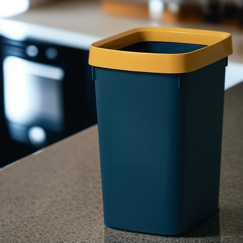 سلة مهملات بلاستيكية كبيرة للاستخدام المنزلي في المطبخ بدون غطاء