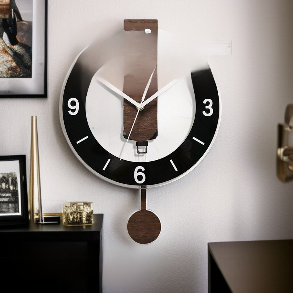 Modern simple wooden structure silent swing clock