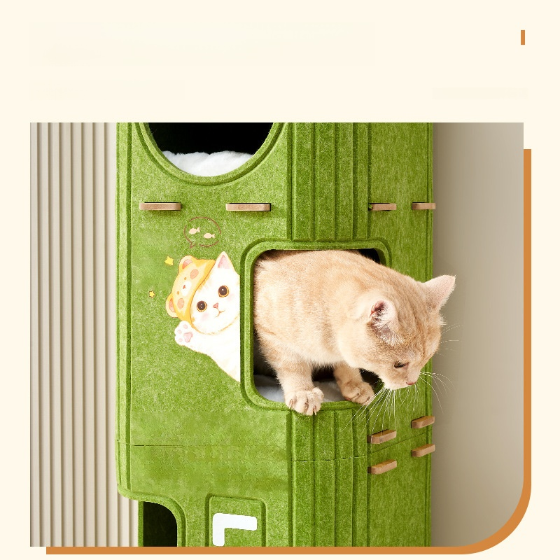 Kattennest, kattenklimrek, gesloten, meerlaags kattennest uit één stuk, warm en slijtvast in de wint