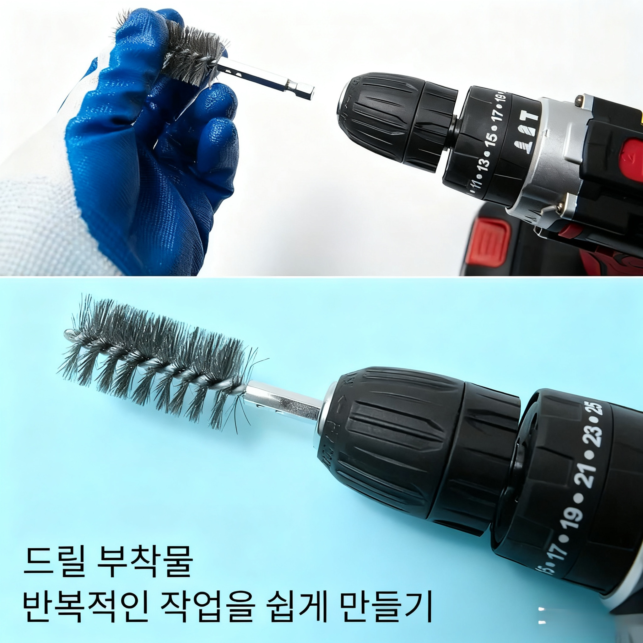  육각 샤프트 내공 제거 녹 제거 및 버 제거 짧은 공구 브러시