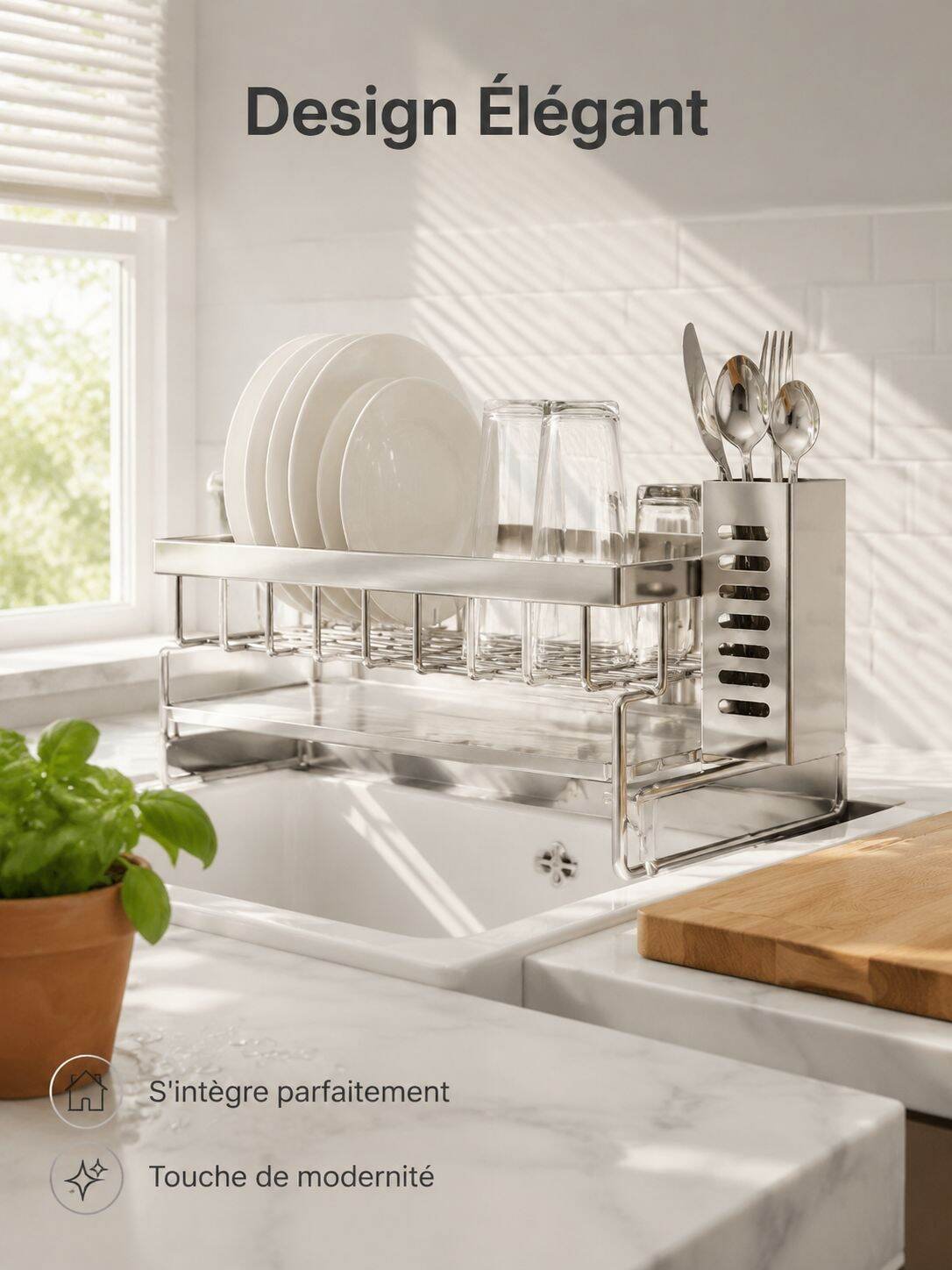 Égouttoir de cuisine, rangement pour évier et plan de travail