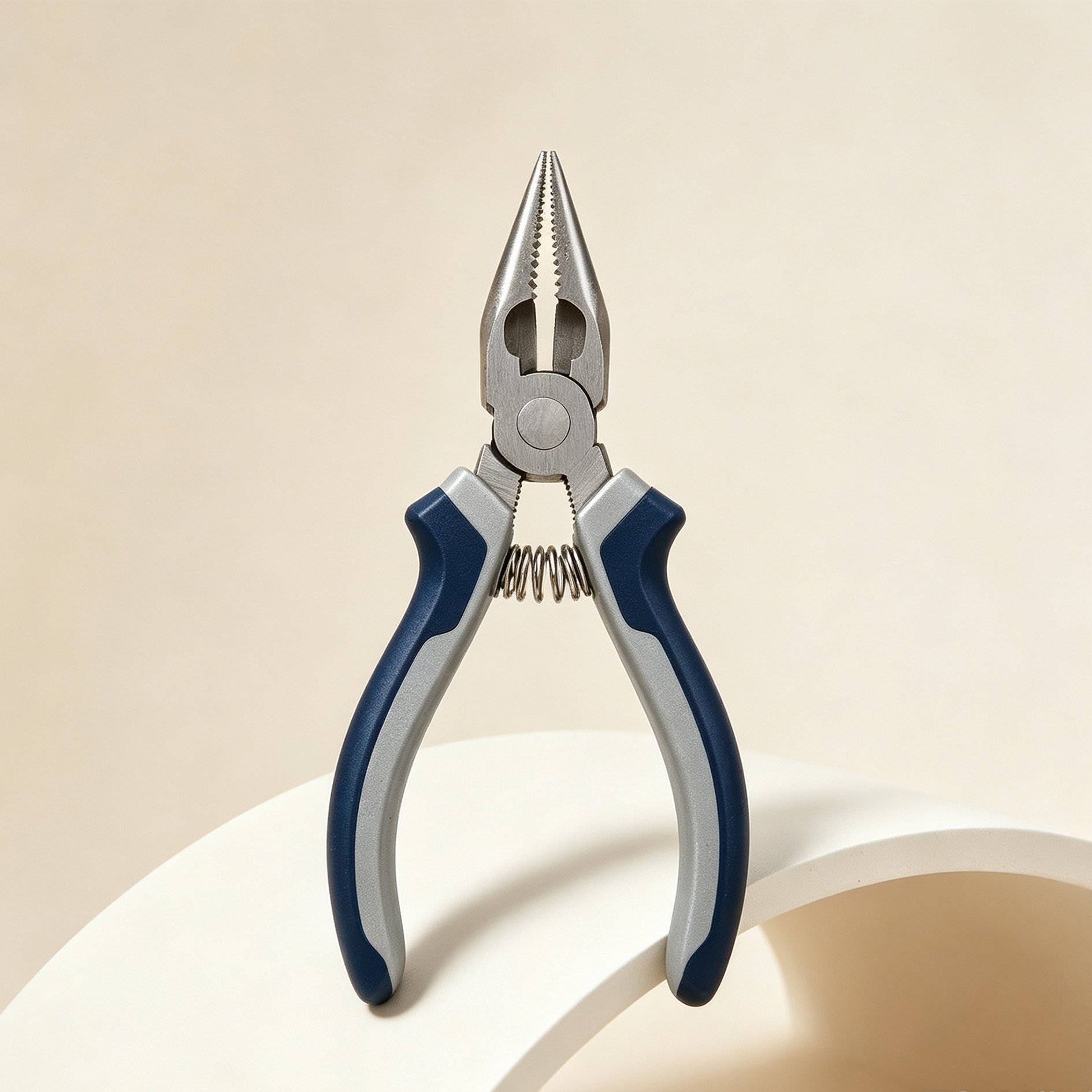Blue-Gray Non-Slip Needle-Nose Pliers