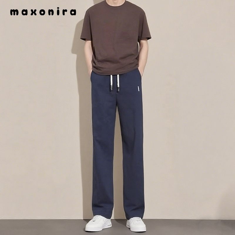 メンズネイビーブルーのズボン全体画像