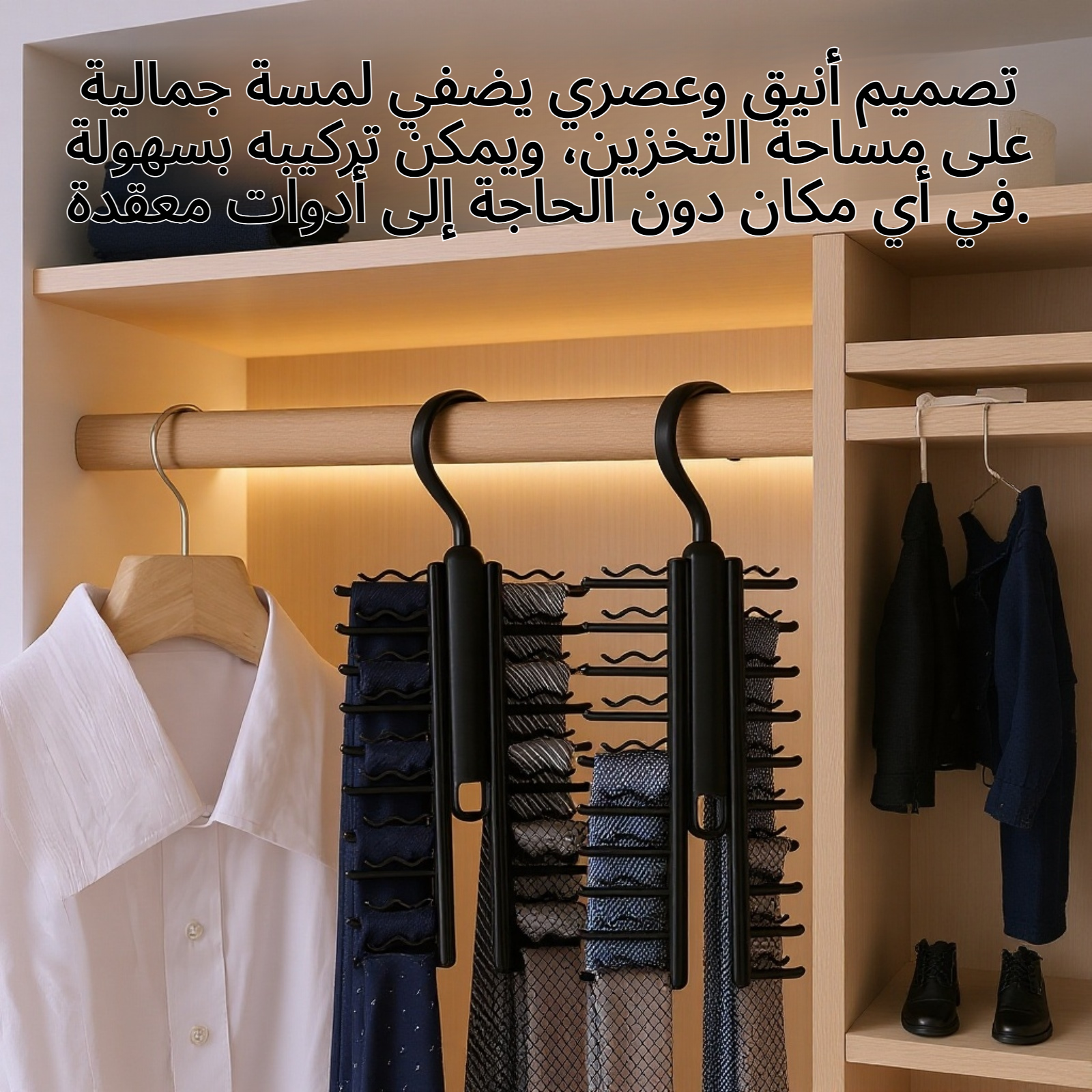 رف تخزين الحزام الجلدي بتصميم أنيق